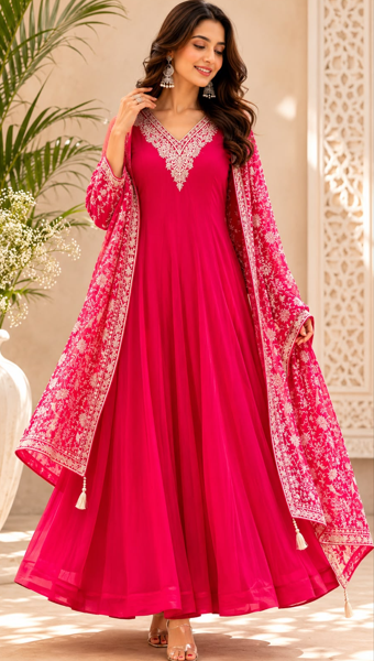 Handcrafted custom designer ethnic gowns displaying intricate thread structures inside Paras Lifestyle Arera Colony boutique